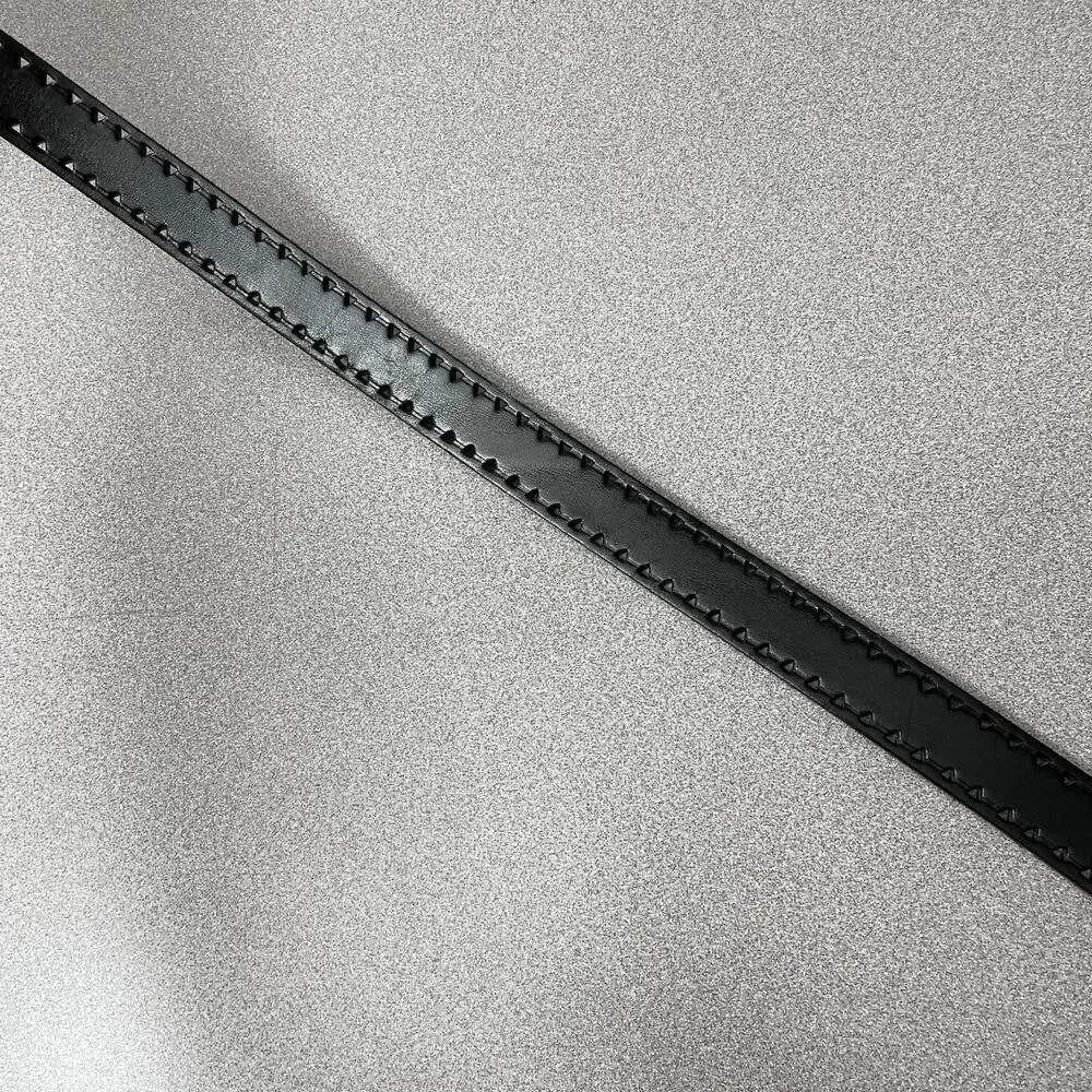 Lauren Ralph Lauren LRL Leather Belt Womens Small Black Silver Buckle Cut Out